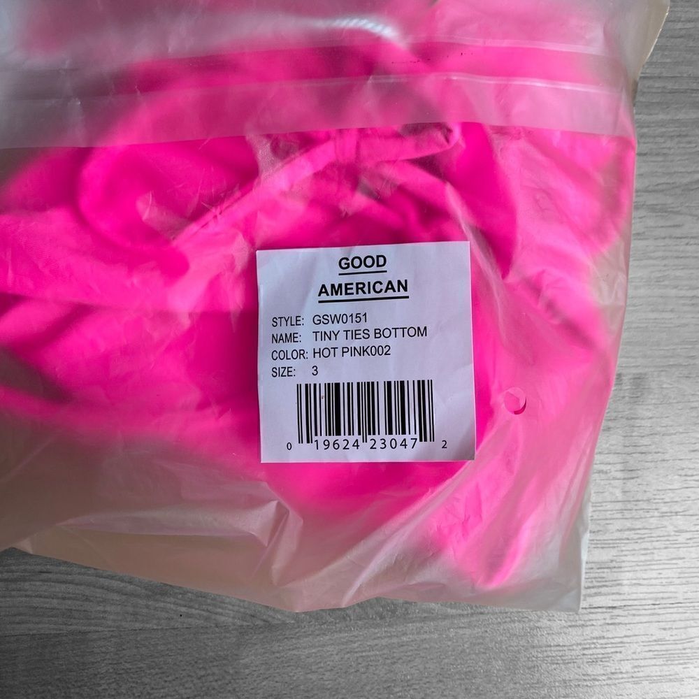Good American Barbie Hot Pink Tiny Ties Bikini Bottom Size Large NWT
